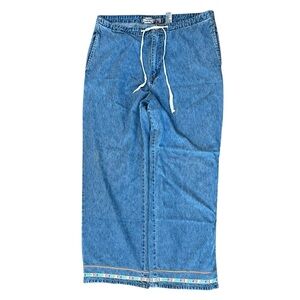 Quizz New York 16 medium wash Blue Jeans baggy wide leg ribbon detail